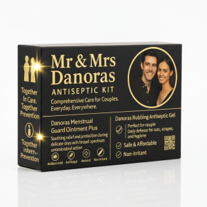 Mr & Mrs (Couple's) Danoras Antiseptic L100L300 Kit: 2 oz Danoras Menstrual Guard Ointment & 2 oz Danoras Rubbing Antiseptic Gel. (Gift Item Package)